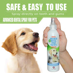 El spray dental para perros elimina el sarro, la placa y refresca el aliento al instante. El aerosol dental más avanzado para dientes saludables, encías y cuidado de la salud bucal