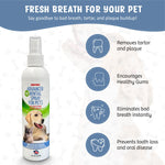 El spray dental para perros elimina el sarro, la placa y refresca el aliento al instante. El aerosol dental más avanzado para dientes saludables, encías y cuidado de la salud bucal