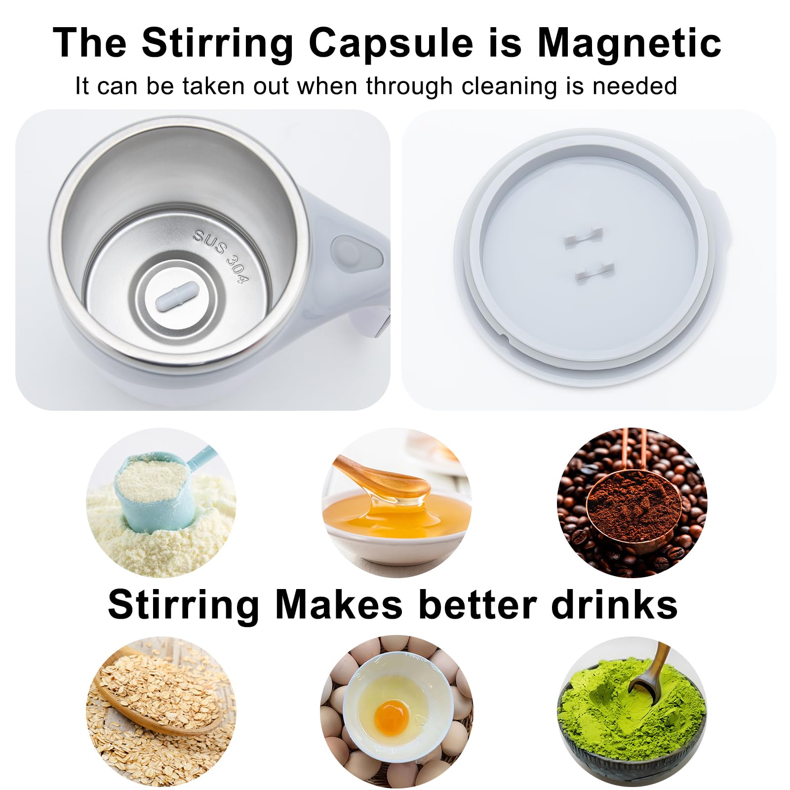 Taza autoagitable, automática, recargable y magnética para café, té, leche, batidos, etc.