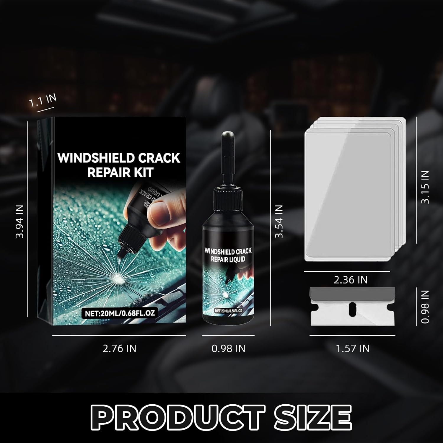 Kit de reparación de grietas para parabrisas, kit de reparación de grietas de vidrio actualizado 2025, líquido de reparación de vidrio rápido de 5 minutos, de larga duración para parabrisas, ventanas