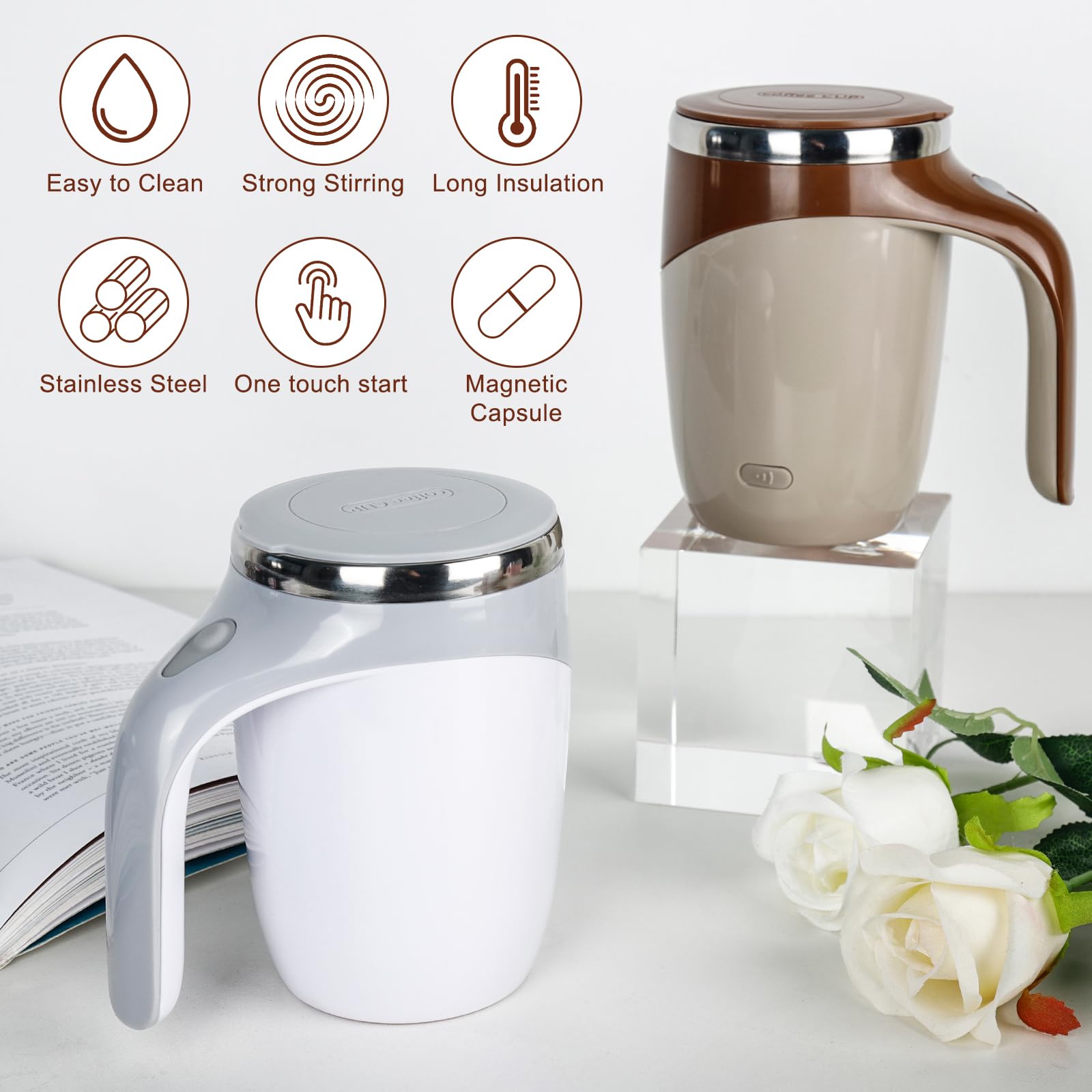 Taza autoagitable, automática, recargable y magnética para café, té, leche, batidos, etc.