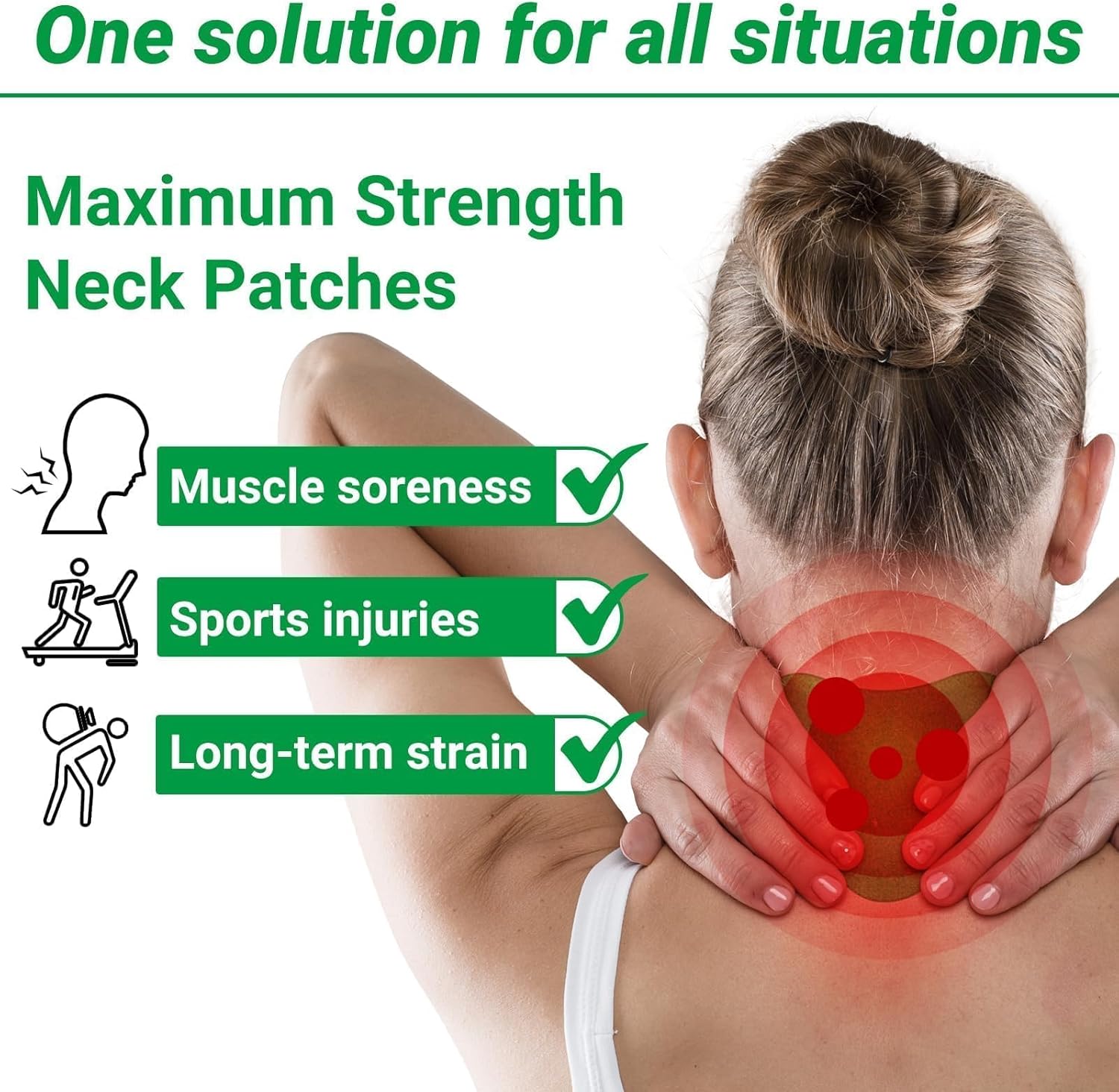 Parches para el dolor de cuello de calor de máxima resistencia a base de hierbas, 8 horas de calor extra fuerte, calentamiento profundo, dolor de articulaciones.