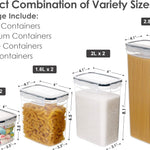 Recipientes herméticos de almacenamiento de alimentos con tapas, 7 recipientes de almacenamiento de plástico para organización de cocina y despensa.